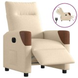 Fotoliu rabatabil electric, crem, material textil