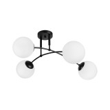 Plafoniera Modernă Klausen Sefora PL4 B 70x70x30cm, 4xE27 Negru cu Abajururi Sticlă Alb Opal pentru Iluminat Interior Elegant Living și Dormitor