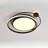 Plafoniera LED Moderna Aluminiu 3 Culori Telecomanda 37x46.5cm Lustra LED Negru Intensitate Reglabila Lumina Calda Neutra Rece