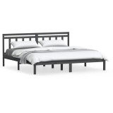 Cumpara ieftin Cadru de pat, gri, 200x200 cm, lemn masiv de pin