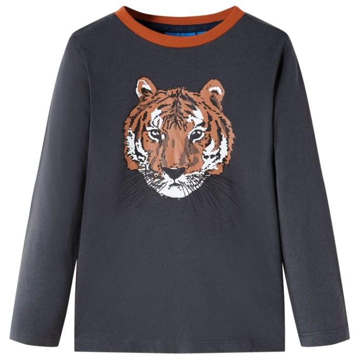 Tricou pentru copii cu m&acirc;neci lungi, antracit, 128