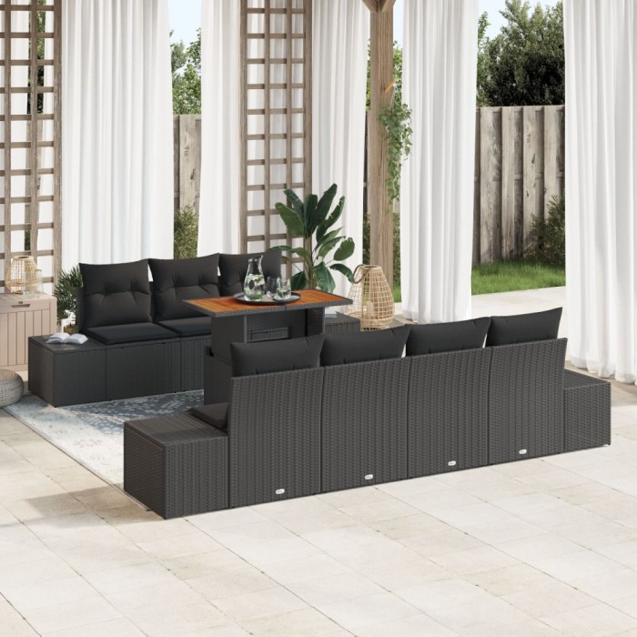 Gossi set de canapele de 8 piese cu perne ratan poliratan negru
