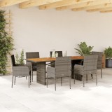 vidaXL Set mobilier de grădină cu perne, 7 piese, gri, poliratan 3213512