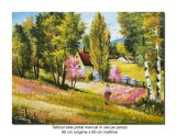 Cumpara ieftin Tablou peisaj pictat manual, Amintiri din copilarie, 80x60cm ulei pe panza, gata de agatat pe perete