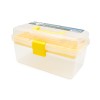 Geanta cosmetice si machiaj, Global Fashion, plastic, compartimentata, maner, galbena
