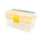 Geanta cosmetice si machiaj, Global Fashion, plastic, compartimentata, maner, galbena