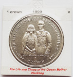 1868 Insula Man 1 crown 1999 Elizabeth II (Queen Mother - Wedding) km 980, Europa