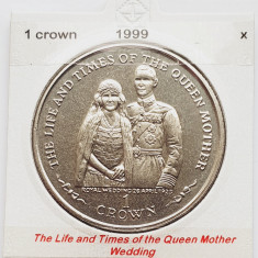 1868 Insula Man 1 crown 1999 Elizabeth II (Queen Mother - Wedding) km 980