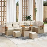 vidaXL Set de canapele pentru grădină cu pernă Bej Rattan poli 3365146