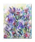 Cumpara ieftin Tablou irisi stilizati impasto pictat manual, 50x40cm acril pe panza in relief efect 3D, Kenny Varniote