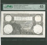 ROMANIA 100LEI-1931P33a-PMG-45