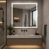 Oglinda LED pentru baie WAMOSK 75x90 cm, dezaburire, ceas, senzor