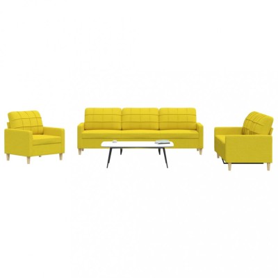 vidaXL Set de canapele, 3 piese, galben deschis, textil 3278292 foto
