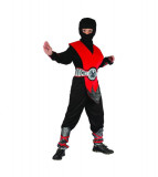 Costum carnaval Red Ninja pentru copii 7 - 8 ani ( 120/ 130 cm), Godan