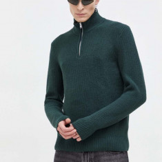 Abercrombie & Fitch pulover barbati, culoarea verde, cu turtleneck