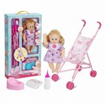 Papusa cu sunete, carucior si accesorii