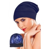 Bonetă de noapte pentru protecție păr cu interior din satin, Albastru &Icirc;nchis - Albastru &Icirc;nchis, Medium