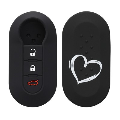 Husa Cheie Auto pentru Fiat/Lancia 3 Butoane, Kwmobile, Negru/Alb, Silicon, 44440.36 foto