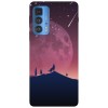 Husa compatibila cu Motorola Edge 20 Lite model Minimalistic wolf howling at moon, Silicon, TPU, Viceversa, Transparent, Carcasa