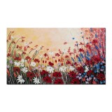 Tablou cu maci si margarete pictat manual living, dormitor, Bucurie, 120x70cm ulei pe panza in cutit efect 3D, Magistral