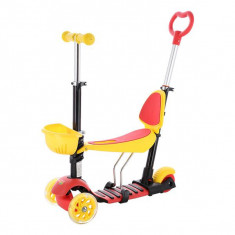 HLB07 4 în 1 negru-galben-roșu Nils Fun Scooter pentru copii