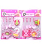 Set Bucatarie Roz pentru Copii cu 4 Ustensile, Plastic Netoxic, Peste 3 Ani