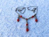 Argint COLIER cu CORAL etnic TRIBAL manopera EXCEPTIONALA vintage RAR de efect