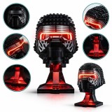 Cumpara ieftin Set Constructie Casca Kylo Ren Star Wars, 529 Piese de Asamblat, Model 3D Detaliat cu Lumini LED Rosii, Efect Luminos Realist, Stand Expunere Inclus,