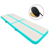 vidaXL Saltea gimnastică gonflabilă cu pompă verde 600x100x15 cm PVC