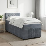Cumpara ieftin Pat boxspring cu saltea Gri inchis 80 x 200 cm Catifea