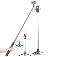 Selfie Stick cu Trepied si Telecomanda, 156cm - Techsuit (Q06) - Black