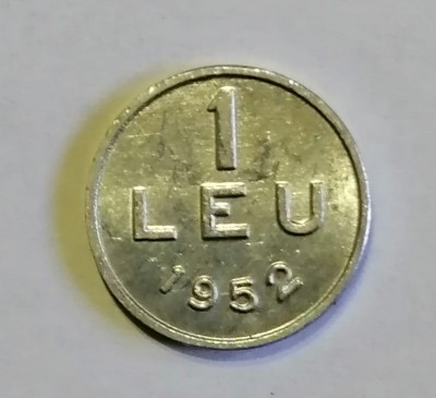 Replic&amp;atilde; dup&amp;atilde; celebra moned&amp;atilde; de 1 leu 1952. Citiți cu atenție descrierea. foto