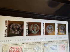 Expoziția Filatelică Mondială EFIRO 2008 (III) minicoală de 8 timbre, folio aur, LP 1805a foto