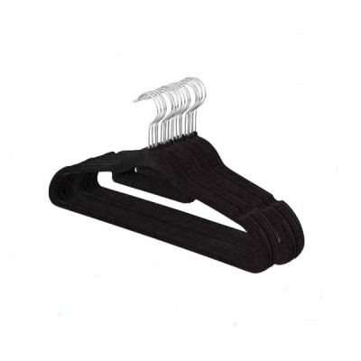 Set 10 umerase pentru haine DEPOX&amp;reg;, Catifea, Antiderapant, Negru foto
