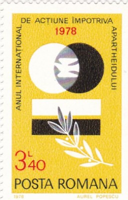 ROMANIA 1978 LP 967 ANUL INTERNATIONAL IMPOTRIVA APARTHEIDULUI MNH foto