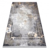 Covor LUCE 77 modern cadru vintage - structural gri / muştar, 173x270 cm, Dreptunghi, Poliester