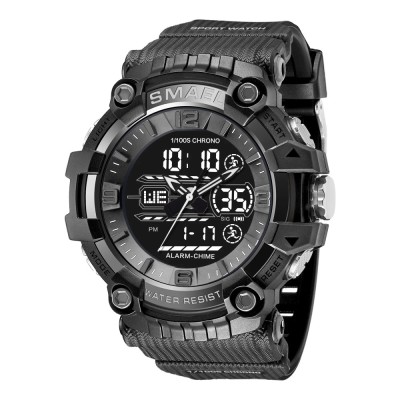 Ceas de mana barbatesc Smael Dual Time Stil Army Militar Cronometru Alarma Sport Negru foto