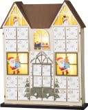 Calendar Advent de Craciun tip casuta din lemn cu 8 LED alb cald