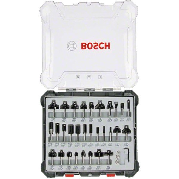 BOSCH Set freze mixte 30 bucati pentru profilat canturi cu tija de 8 mm