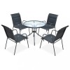 VidaXL Set mobilier de exterior, 5 piese, negru, oțel 43318