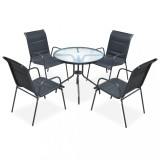 Cumpara ieftin Set mobilier de exterior, 5 piese, negru, oțel