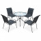 vidaXL Set mobilier de exterior, 5 piese, negru, oțel 43318