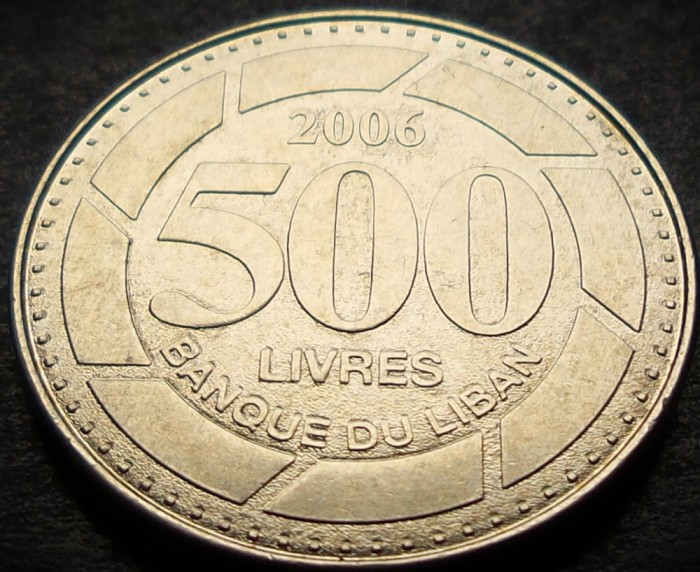 Moneda exotica 500 LIVRE(S) - LIBAN, anul 2006 * cod 3389