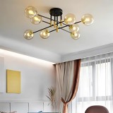Lustra cu Abajur Rotund, PENTHOUSE Grand, 8xE27, Negru Auriu, Metal, Alessandro DESIGN