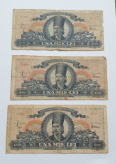 Lot 3 bancnote 1000 lei 1948 foto