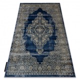 Covor DE LUXE modern 474 ornament - structural albastru inchis / aur, 140x190 cm, Dreptunghi, Poliester