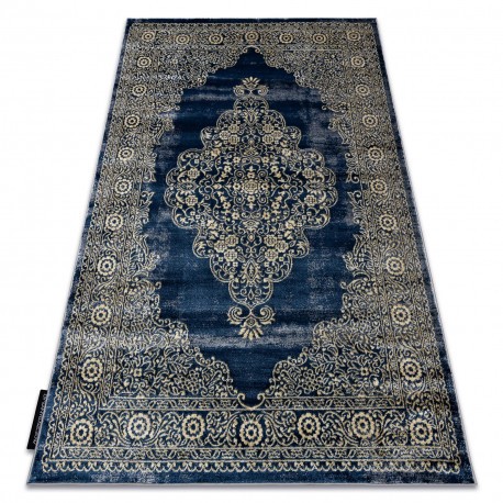 Covor DE LUXE modern 474 ornament - structural albastru inchis / aur, 180x270 cm