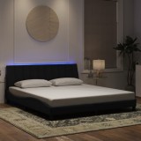 VidaXL Cadru de pat cu lumini LED, negru, 180x200 cm, catifea