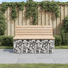 Banca de gradina, design gabion, 103x70x65cm, lemn masiv de pin