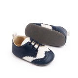 Pantofiori eleganti bleumarine cu insertie alba (Marime Disponibila: 9-12 luni